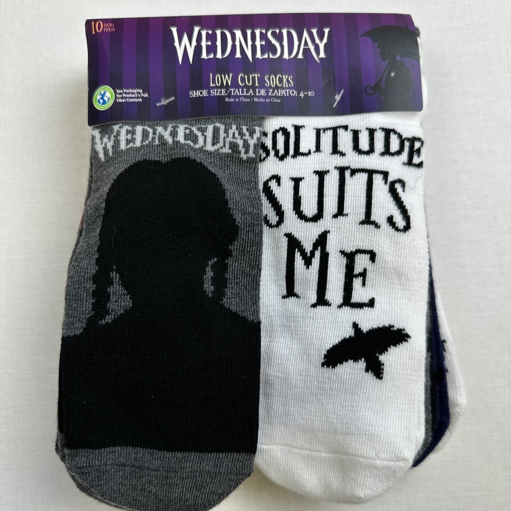Wednesday Low Cut Socks 10 Pairs Girls‎ Gothic Graphic 4-10